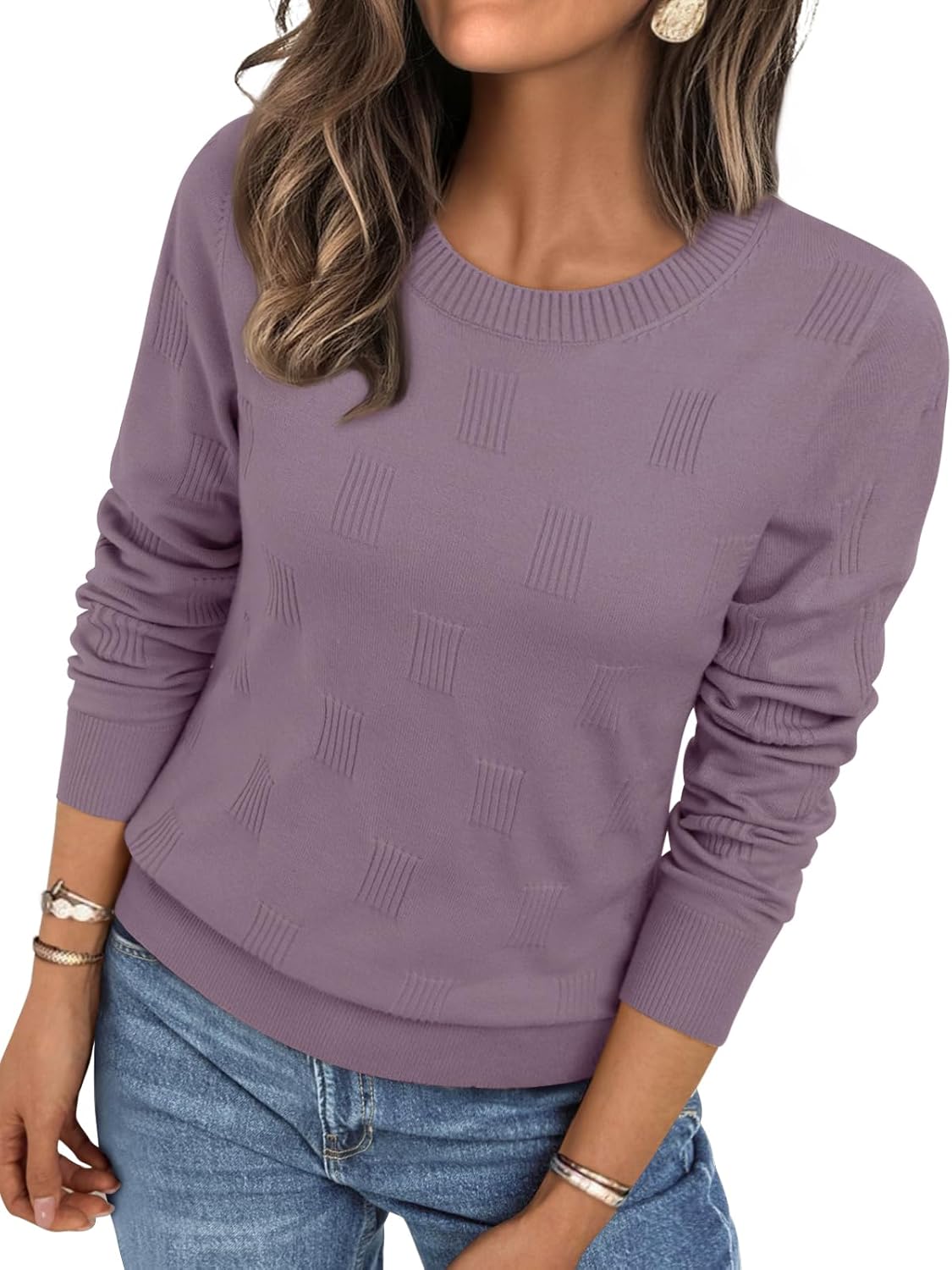 71Xij0WwwUL._AC_SL1500_.jpg Womens Sweaters Fall Fashion Lightweight Long Sleeve Knit Pullover Casual Trendy Tops Winter Clothes - 图片 1